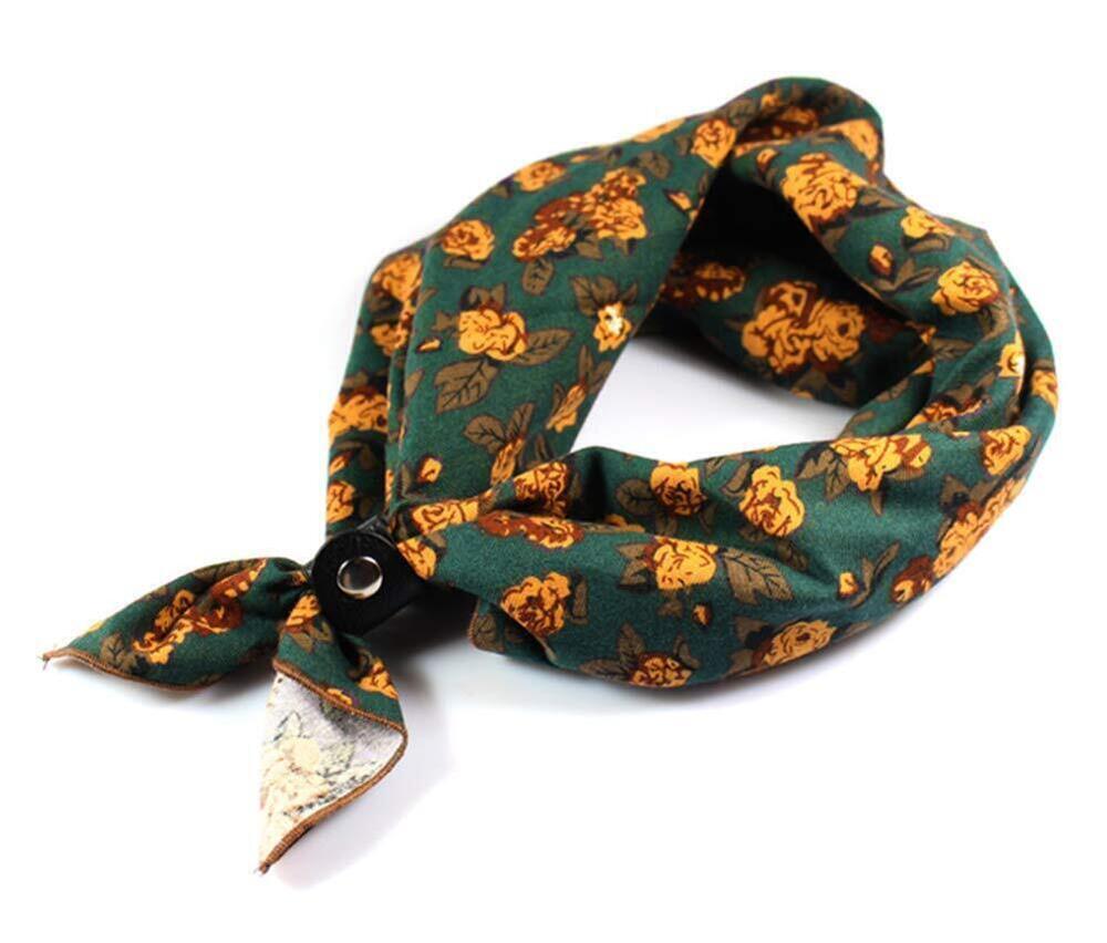 7257 Neckerchief , 24''× 24'' Multicolored Floral Cotton Scarf with Buckle